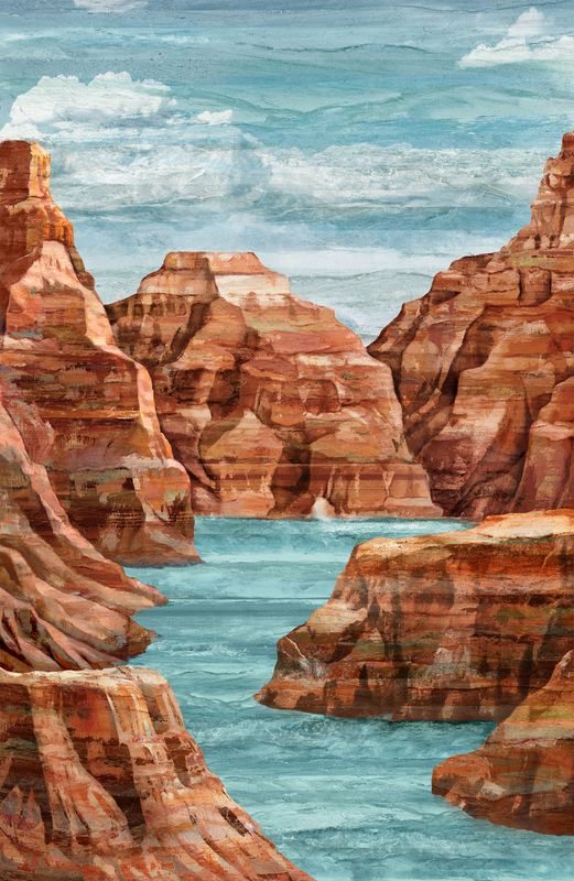 Stonehenge Canyon | Canyon Panel in Blue Multi | By Deborah Edwards for Northcott