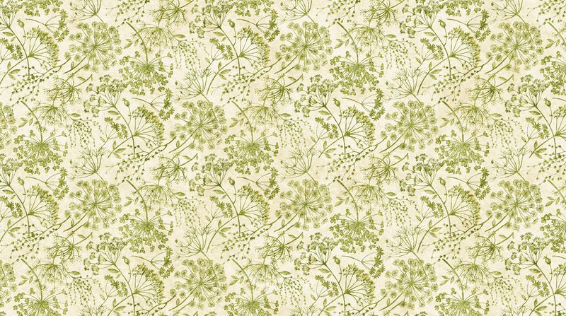 Stonehenge Organics | Queen Anne's La in Cream/Green 29309-72 | by Linda Ludovico for Northcott