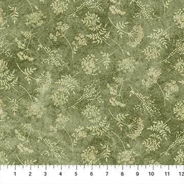 Stonehenge Organics | Floral Toss SM in Green 29311-74 | by Linda Ludovico for Northcott
