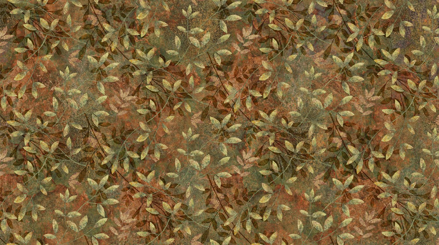Stonehenge Organics | Leaves in Dark Rust Multi DP29307-38 | by Linda Ludovico for Northcott