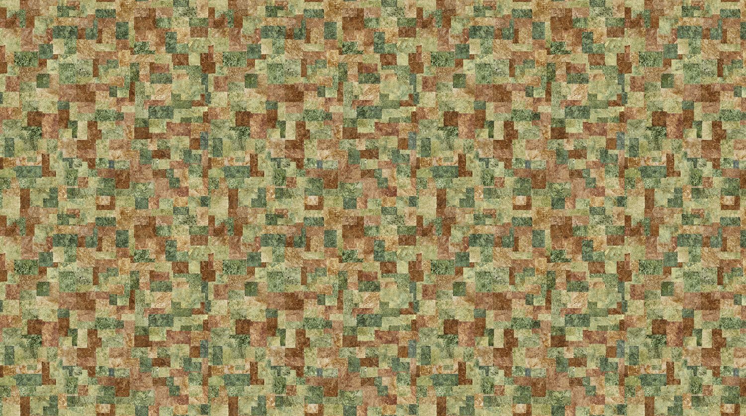 Stonehenge Organics | Squares in Dark Green Multi DP29308-76 | by Linda Ludovico for Northcott