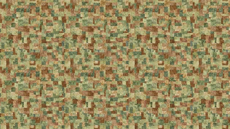 Stonehenge Organics | Squares in Dark Green Multi DP29308-76 | by Linda Ludovico for Northcott