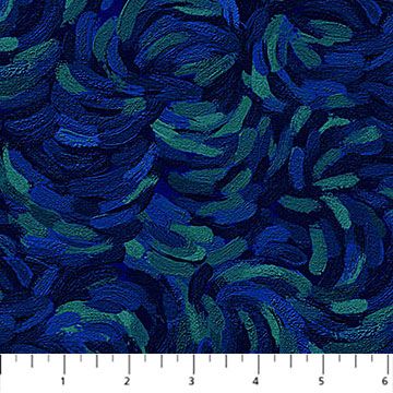 Starry Night | Brushstroke in Dark Blue Multi 29264-46 | Elena Belokrinitski for Northcott