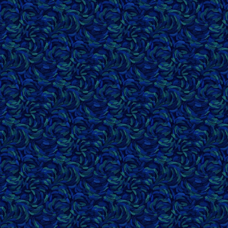 Starry Night | Brushstroke in Dark Blue Multi 29264-46 | Elena Belokrinitski for Northcott