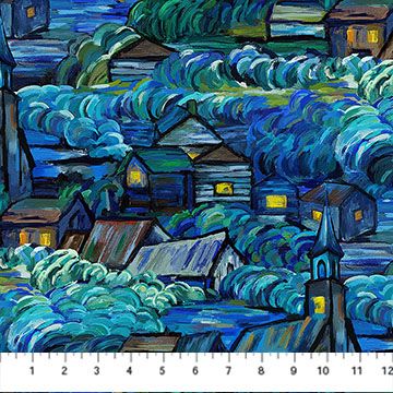 Starry Night | Scenic in Dark Blue Multi DP29262-46 | Elena Belokrinitski for Northcott