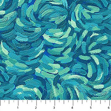Starry Night | Brushstroke in Teal Multi 29264-64 | Elena Belokrinitski for Northcott