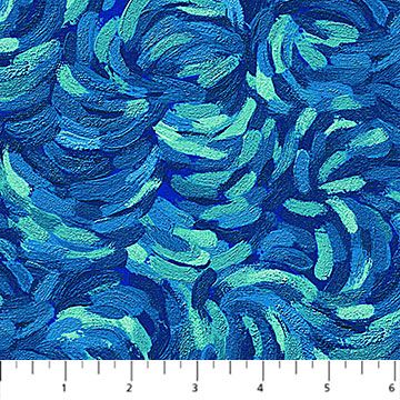 Starry Night | Brushstroke in Dark Teal Multi 29264-66 | Elena Belokrinitski for Northcott