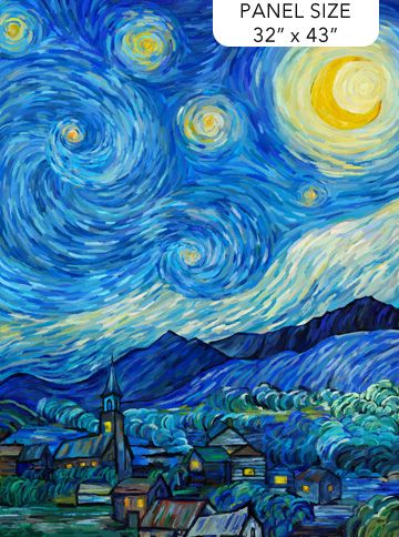 Starry Night | Panel in Dark Blue Multi DP29260-46 | Elena Belokrinitski for Northcott