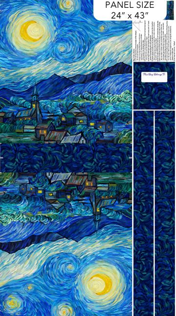 Starry Night | Canvas Tote Bag Panel in Dark Blue Multi C29265-46 | Elena Belokrinitski for Northcott