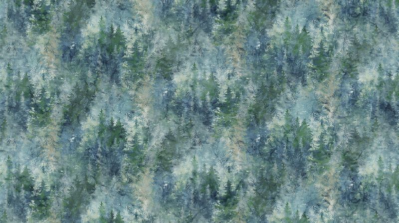 Altitude | Multi Trees in Blue Multi DP29156-43 | By Deborah Edwards and Melanie Samra for Northcott