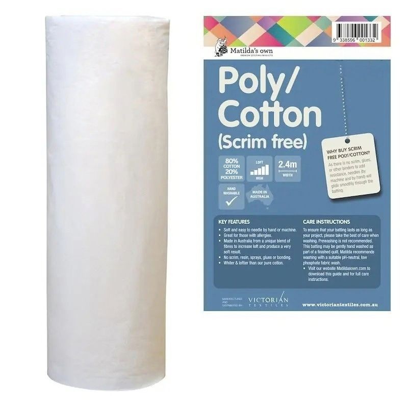 Matilda's Own | 80% Cotton, 20% Poly Blend Batting (Scrim Free) | 122" wide