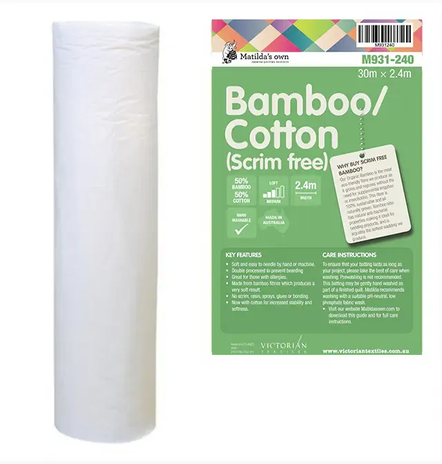 Matilda's Own | 50% Bamboo, 50% Cotton Blend Batting (Scrim Free) | 97" wide