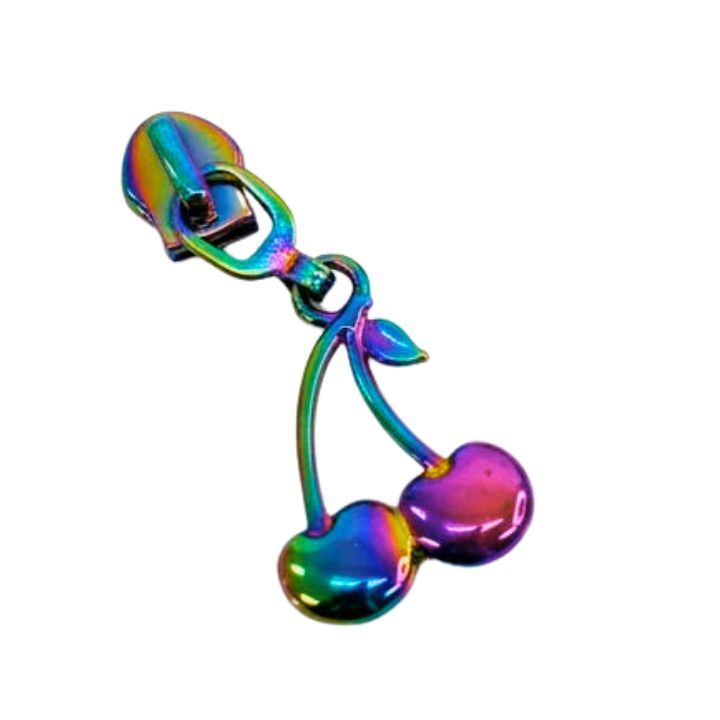 Iridescent Rainbow Cherries Zipper Pull Size #5 - 1 Pull