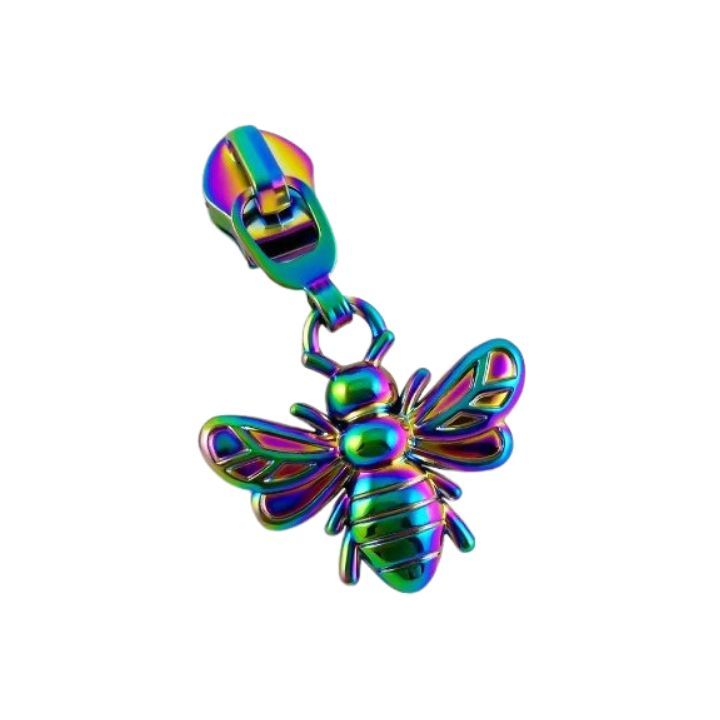 Iridescent Rainbow Bee Zipper Pull Size #5 - 1 Pull