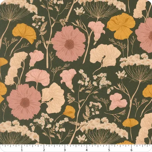 Petalush | Pressed Flower in Pine 26161-18 | By Kiley's Quilt Room for Moda