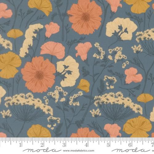 Petalush | Pressed Flower in Denim 26161-20 | By Kiley's Quilt Room for Moda