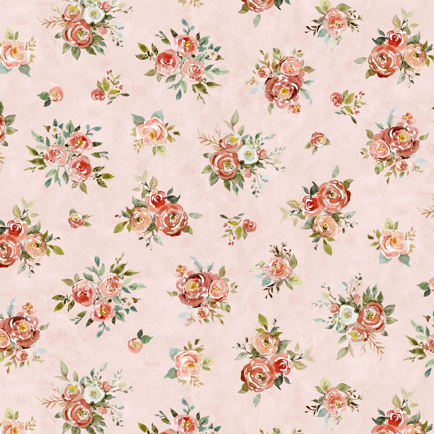 Nottingham Rose | Bouquets in Pink W105-054-558 | by Susan Winget for Lumin Fabrics