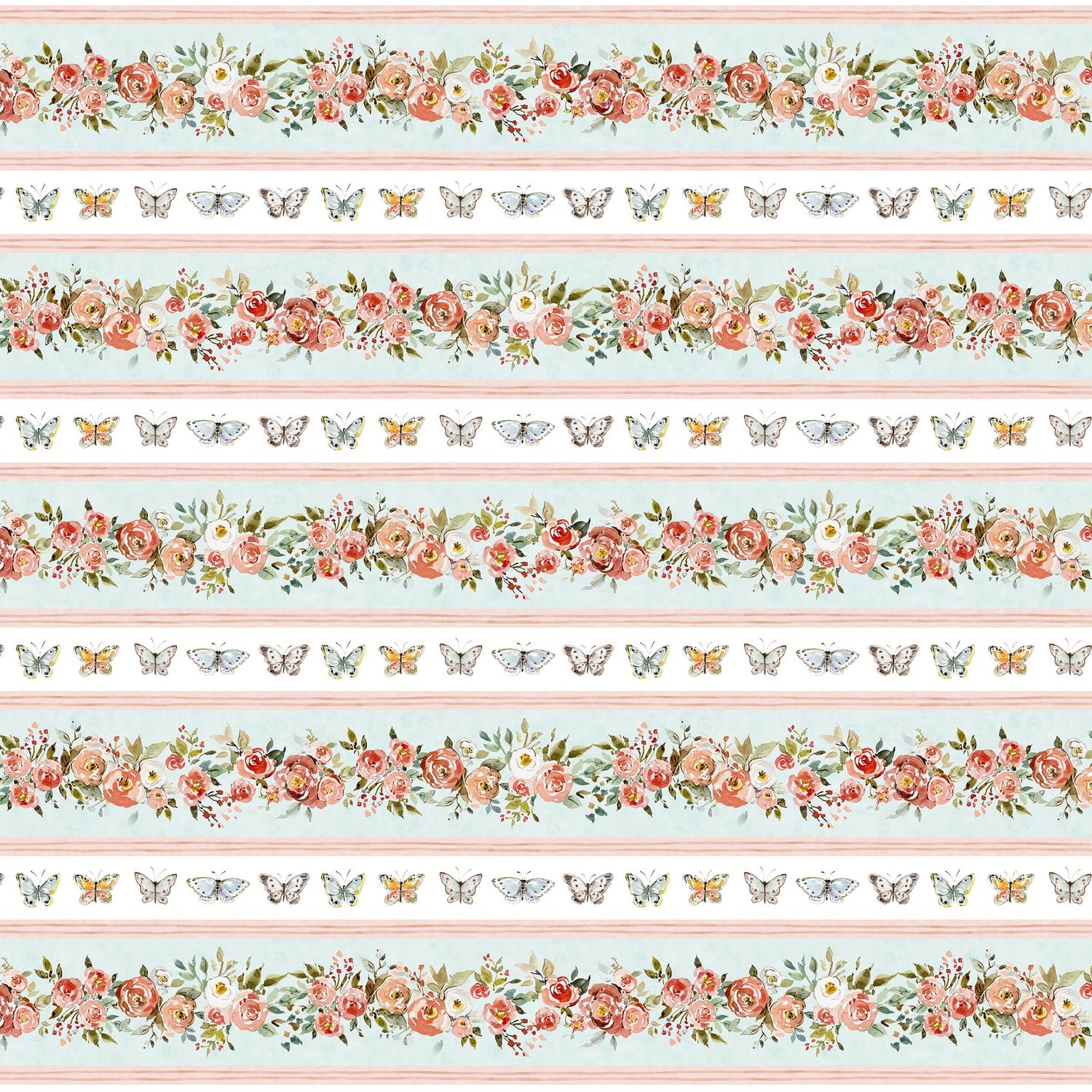 Nottingham Rose | Border Stripe - Multi W105-050-571 | by Susan Winget for Lumin Fabrics