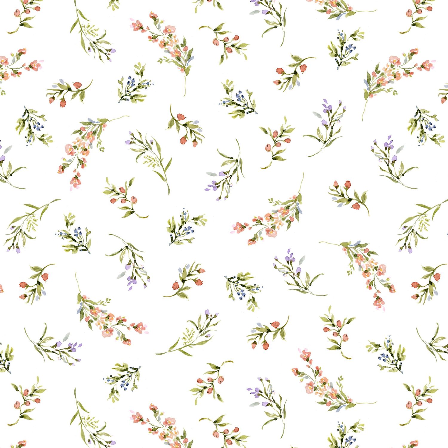 Nottingham Rose | Sprigs in White W105-056-158 | by Susan Winget for Lumin Fabrics