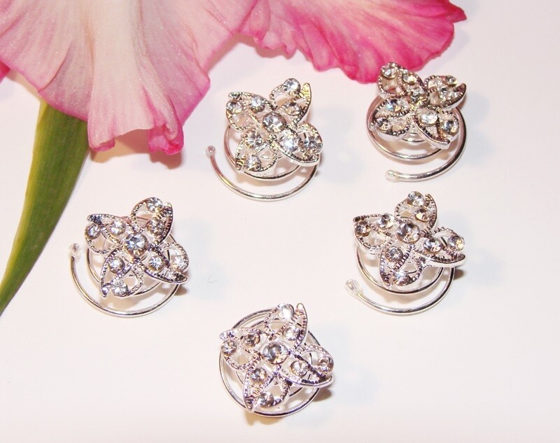 Gorgeous Silver Clear Rhinestone Flower
