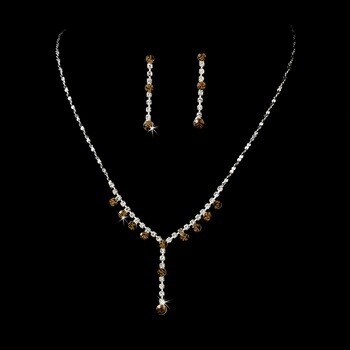 Crystal Drop Necklace Earring Set