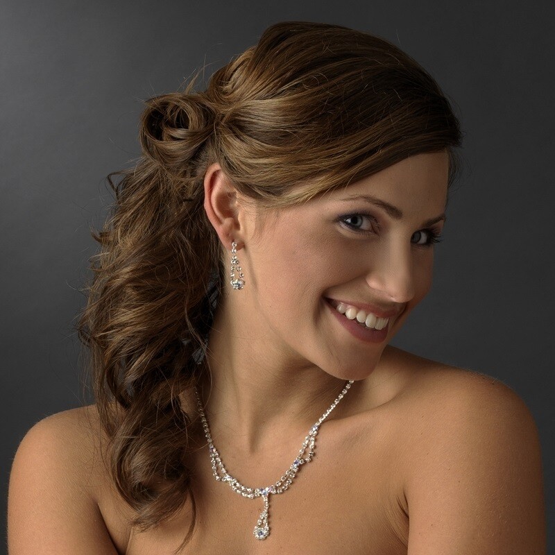 Silver AB Rhinestone Bridal Jewelry Set