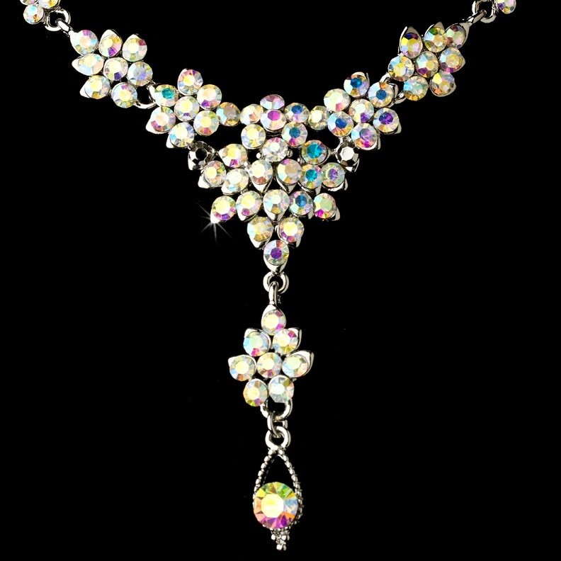 Necklace Earring Set Silver AB