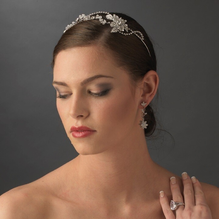 Rhodium Vintage Rhinestone Touched Bridal Headband