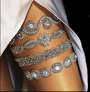 Rhinestone &amp; Pearl &#39;Bling&#39; Garters