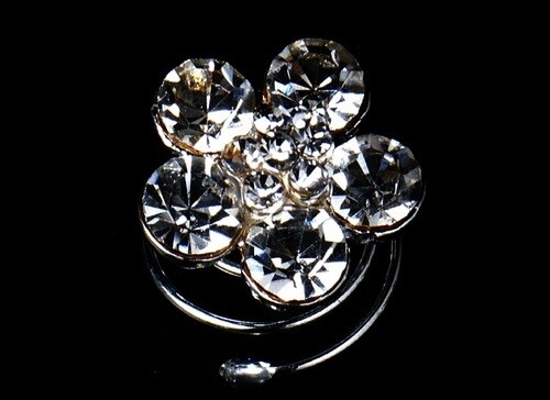 Silver Clear Rhinestone Flower