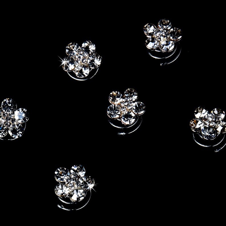Silver Clear Rhinestone Flower