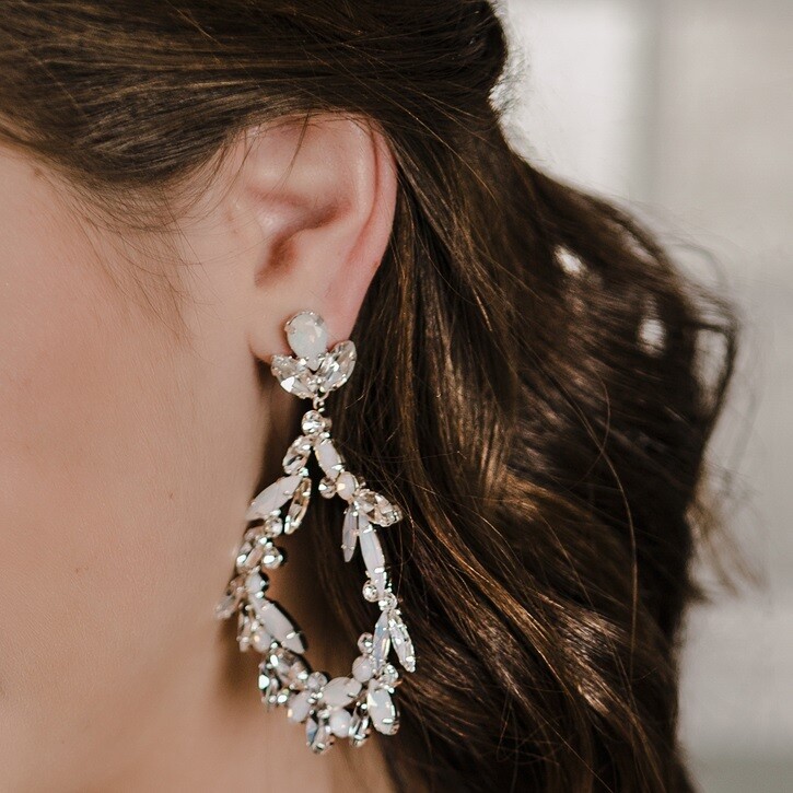 OPAL &amp; RHINESTONE EARRINGS