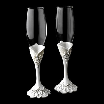 Lovely Victorian Lace Wedding  Flutes
