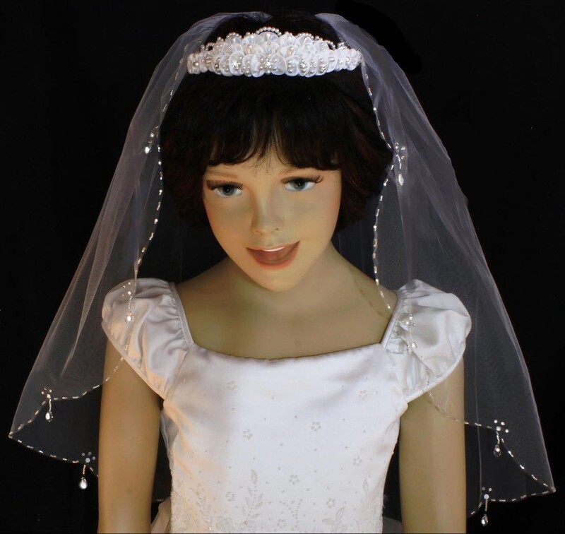 Flower Girl veil with bugle beads