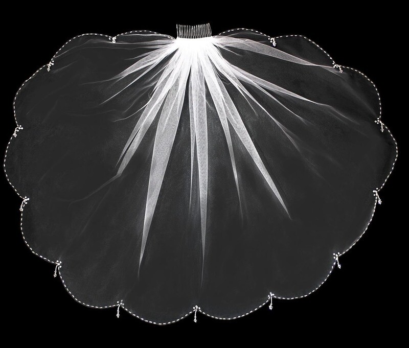 Flower Girl veil with scalloped edge