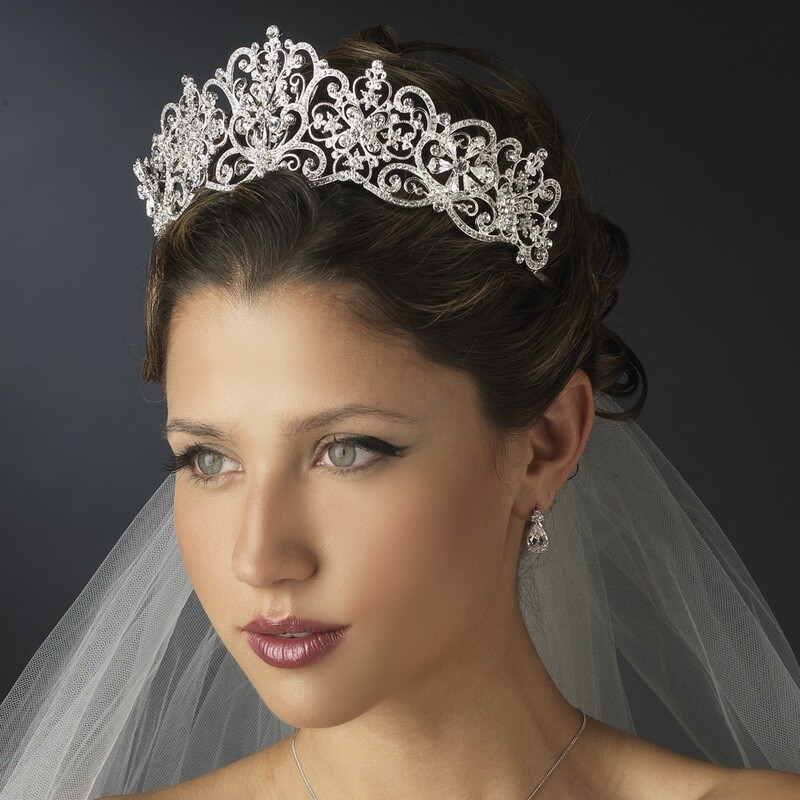 Silver Clear Rhinestone Floral