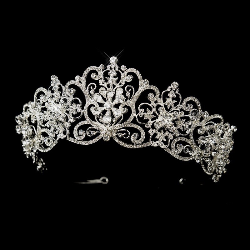 Silver Clear Rhinestone Floral
