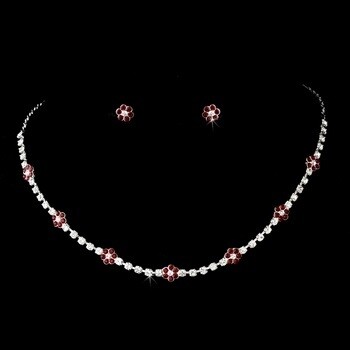 Burgundy Necklace Earring Set