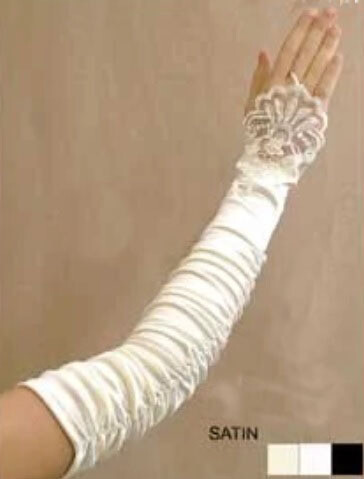 IVORY SATIN FINGERLESS GLOVES