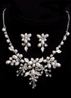 SILVER CLEAR NECKLACE & EARRING SET