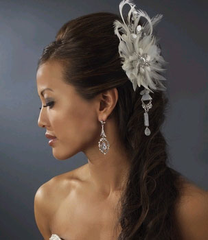 FEATHER & CRYSTALS FASCINATOR  
 by WEDDING FACTORY DIRECT