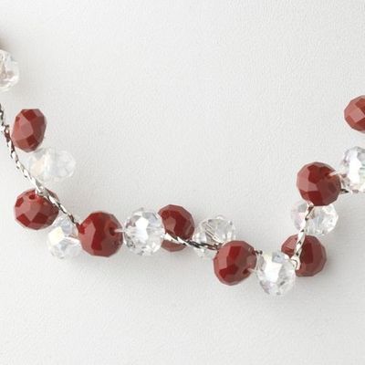 Ruby Silver Clear Butterfly Necklace Bracelet Set