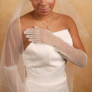 Bridal Sheer Gloves White, Ivory