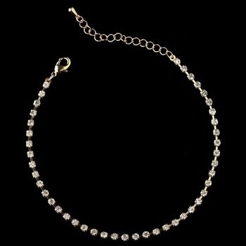 Gold Clear Rhinestone Anklet