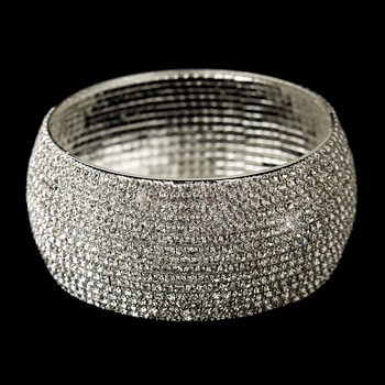 Silver Clear Rhinestone Bangle Bridal Bracelet