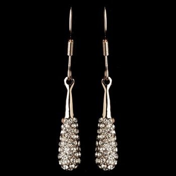Rose Gold Pave CZ Crystal Teardrop Hook Dangle Earrings