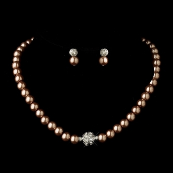 Glass Pearl Pave Ball Necklace & Earrings