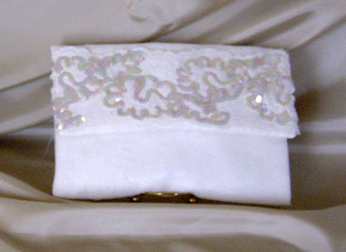 WHITE SATIN CLUTCH