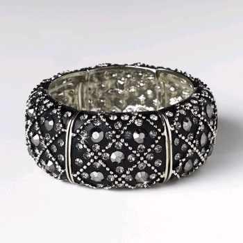 SILVER &amp; BLACK CUFF BRACELET