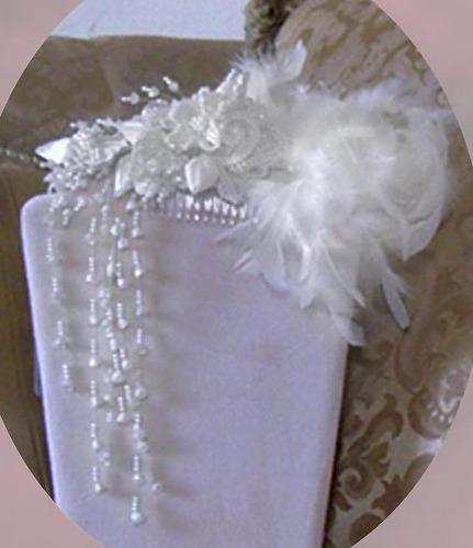 SATIN FLOWER &amp; HANGING PEARLS